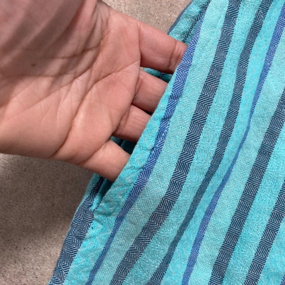 Soft Surrounding Shirt Womens sz Small Boho Striped Blue Tunic Roll Tab‎ Sleeve - Picture 8 of 13